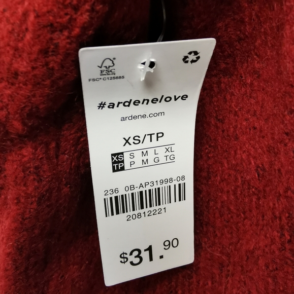 *FREE With Purchase!* BNWT Ardene Cold Shoulder Sweater in Red, XS - Picture 5 of 5